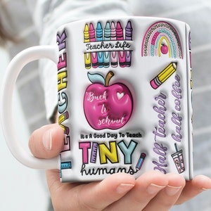 Teacher&#39;s Mug Wrap Around Digital Mug Design, 11oz & 15oz, Sublimation PNG, High-Quality, Teacher Appreciation, Teacher Life
