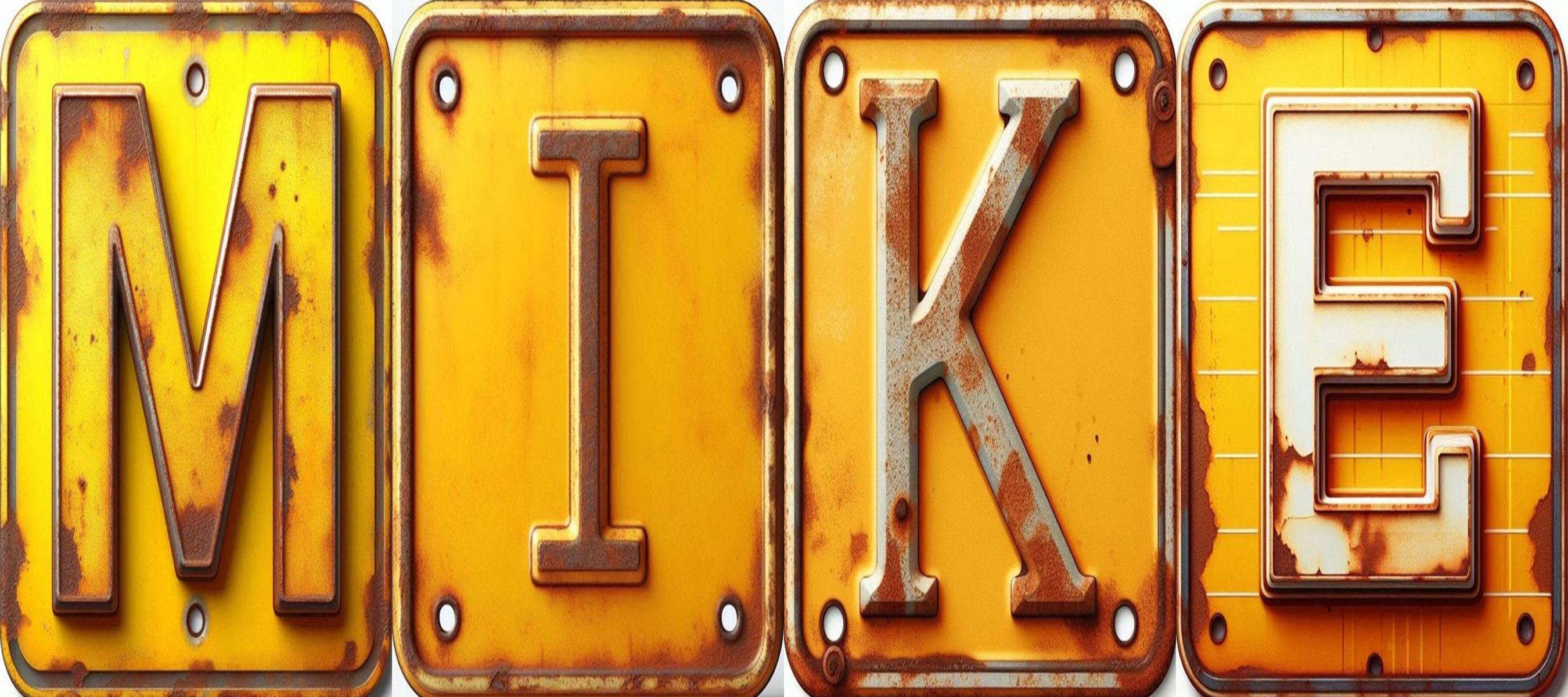 26 Yellow Rusty Letters Alphabet, Metal Plate, Rusted Plate