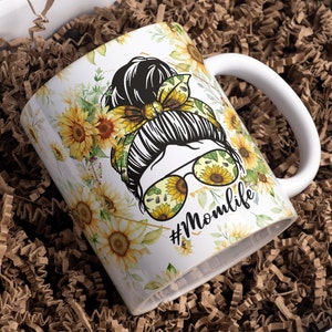 Mom Life Sunflower Tasse: Wrap around Design (Digitaler Download)