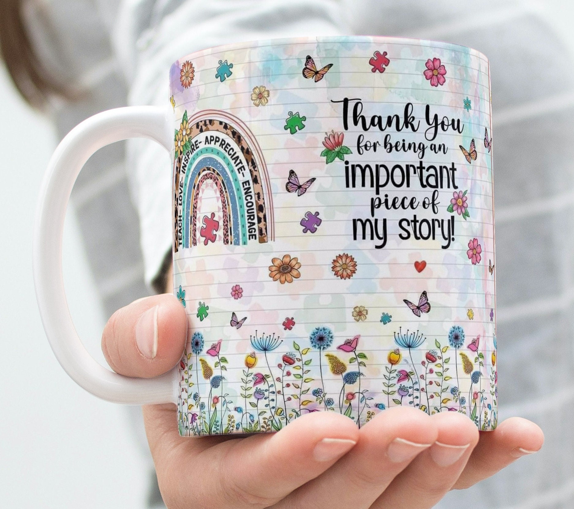 Teacher Mug Sublimation PNG Digital Designs, Teacher Affirmation Mug Wrap, 11oz & 15 oz Mug Design, Teacher Appreciation, Thanks Teacher Mug