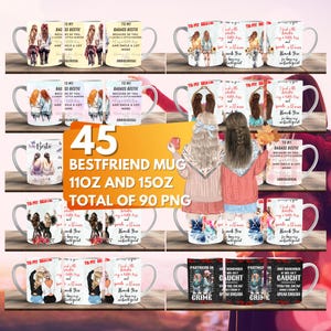 Bestie Cup, 45 Designs Wrap Around Digital Mug, Sublimation PNG, Friends Forever Mug Wraps, 11oz & 15 oz Mug, BFF Drinks, Best Friend Gift