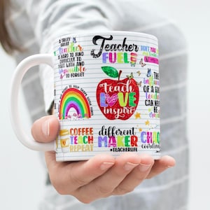 Teacher Mug, Teach Love Inspire Sublimation Digital Design, Teacher Affirmation Mug Wrap, 11oz & 15oz, Appreciation Gift, Teacher Life Mug