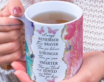 Self-Reminders Cup Sublimation Digital Designs, Daily Affirmations Mug Wraps, 11oz & 15 oz Mug Design, Gift for Her, you are Brave Mug