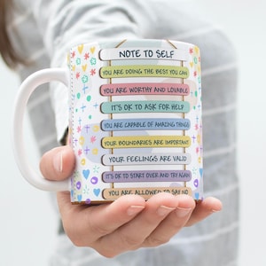 Canecas com design digital para sublimação de afirmações diárias, embalagens para canecas com afirmações, design de canecas de 11 oz e 15 oz, presente de agradecimento, caneca com lembrete para mim mesmo