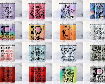 570 Happy Birthday Wrap Tumbler Wrap, 20th, 30th, 40th, 50th, 60, 70th, 80th Birthday Tumbler Wrap 20oz Skinny Tumbler PNG