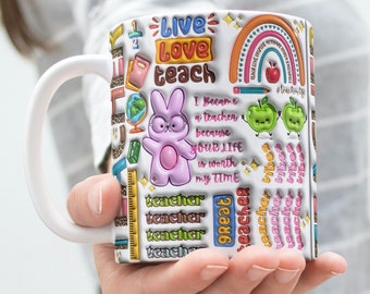 Live Love Teach Mug, Teacher's Mug Digital Design 15oz & 11oz, Gift for Teacher, Teacher Appreciation Gift, Instant Download