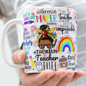 Teacher Life, Teacher Mug, Teach Love Inspire Mug Wrap Around Mug Template 11oz & 15oz, Sublimation, High-Quality, Instant Digital Download