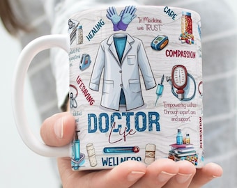 Doctor Life Mug Sublimation PNG Digital Designs, Doctor Affirmation Mug Wraps, 11oz & 15 oz Mug Design, Doctor Appreciation, Doctor Mug