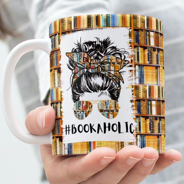 Bookaholic Mug, Book Mug, Reading Mug, Template 11oz & 15oz, Sublimation, High-Quality PNG, Instant Digital Download