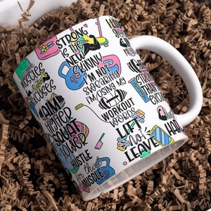 Gym Instructor Mug, Gym Coach Mug, Exercise Mug Wrap Around Mug 11oz & 15oz, Sublimation PNG, High-Quality PNG, Instant Digital Download