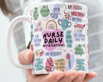 Nurse Mug Sublimation Digital Designs, Nurse Affirmation Mug Wraps, 11oz & 15 oz Mug, Nurse Appreciation, Nurse Daily Affirmations Mug