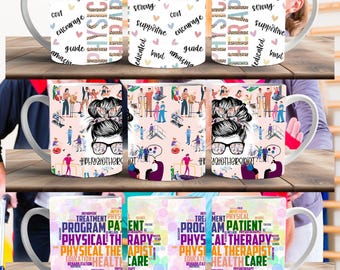 Physical Therapist Mug, 8 Wrap Around Digital Mug Design, 15oz & 11oz, Health Care, Doctor, Therapy Treatment, Physiotherapy, Profession Mug