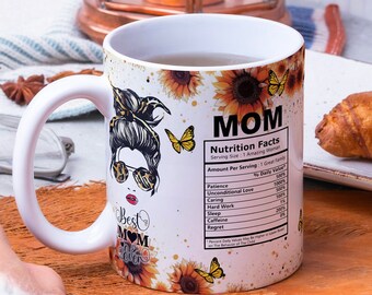 Mama Ernährung Facts Wrap Rund Becher Design 11 Unzen und 15 Unzen, Sublimation PNG, Mutter Becher, Mom Becher, hochwertige PNG, sofortiger digitaler Download