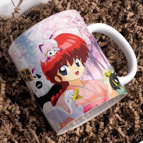 Pretty Girl Ranma Anime Wrap Around Mug Design 11oz, 15oz, Sublimation, High-Quality PNG, Instant Digital Download