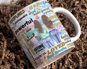 Taza inspiradora, taza de amor propio, taza con frases motivacionales, diseño envolvente de 325 ml y 400 ml, sublimación, PNG de alta calidad, descarga instantánea