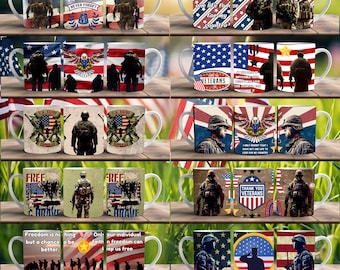 31 US Veterans Mug Wrap Around Digital Mug Design, 11oz & 15oz, Sublimation PNG, High-Quality, US Military Hero Cup, American Soldiers Mug