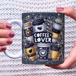 コーヒー愛好家向けマグカップ昇華デザイン：11オンス＆15オンスマグラップ（PNGデジタルダウンロード）