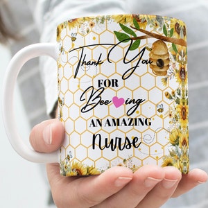 Thank You Amazing Nurse, Nurse Mug, Nurse Life Wrap Around Mug Template 11oz & 15oz, Sublimation PNG, High-Quality, Instant Download
