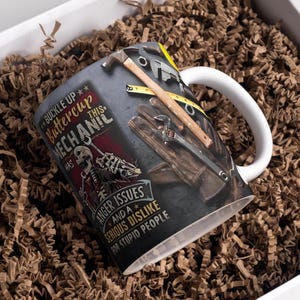 Dieser Mechaniker hat Anger Probleme Tasse Wrap Rund Digitale Becher Designs, Sublimation 11 Unzen 15 Unzen Becher, Mechaniker Leben, lustige Mechaniker Becher