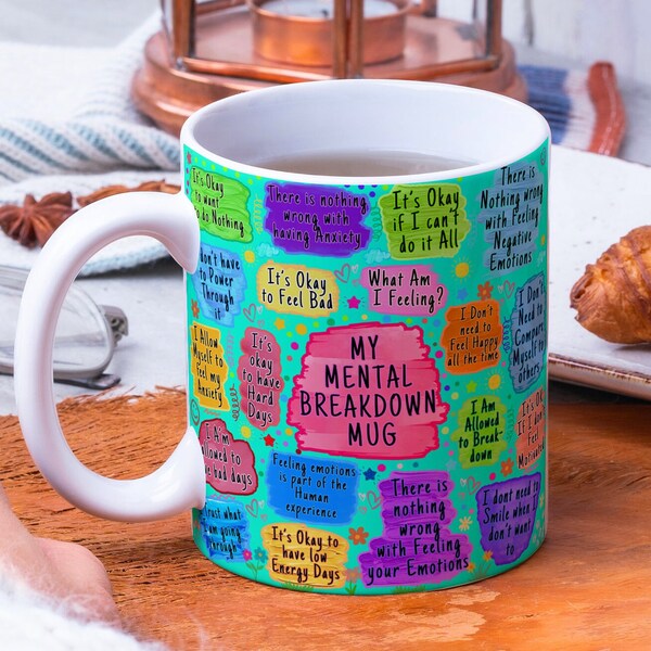 My Mental Breakdown Sky Blue Mug Wrap Around Mug Design 11oz & 15oz, Sublimation, High-Quality PNG, Instant Download mmbdmsb