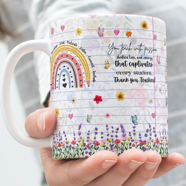 Usted enseña con pasión, taza de maestro, plantilla de taza envolvente de 11 oz y 15 oz, sublimación, alta calidad, descarga digital instantánea