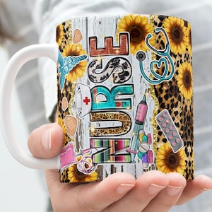 Nurse Life, Nurse Mug Wrap Around Nurse Mug Template 11oz & 15oz, Sublimation, High-Quality PNG, Instant Digital Download