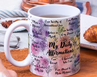 Affirmation Mug Wrap: Daily Inspiration PNG Design (Digital Download)