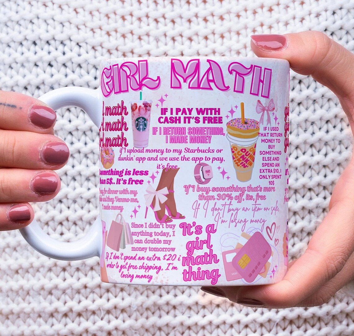 Girl Math Affirmations Mug Sublimation Digital Designs, Affirmation Cup ...