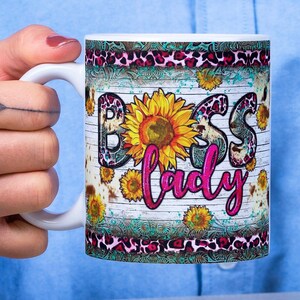Boss Lady Mug Template: Sunflower Design, 11oz & 15oz (Digital Download) image 3