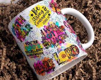 Bible Verse Mug Sublimation Digital Designs, Christian Mug Wraps, 11oz & 15 oz Mug Design, Positive Quotes, Bible Prayer Mug