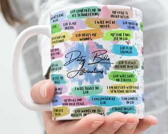 Daily Bible Affirmation Mug Sublimation Digital Designs, Inspirational Mug Wraps, 11oz & 15 oz Mug Design, Positive Quotes, Bible Prayer Mug