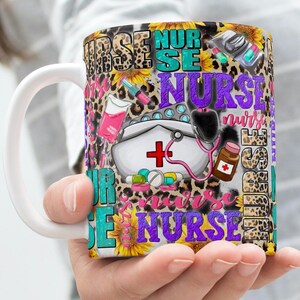 Nurse Life, Nursing Mug Wrap Around  Mug Template 11oz & 15oz, Sublimation, High-Quality PNG, Instant Digital Download