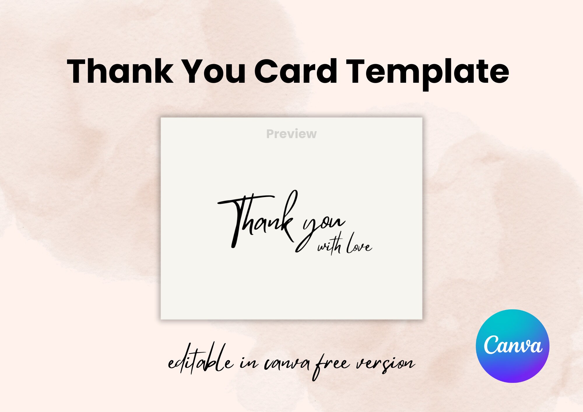 Editable Thank You Card Canva Template - Etsy