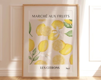Citroen print fruitmarkt kunst aan de muur | Citrus Vintage Poster afbeelding | Boho-kunst | Digitale download | Cadeau keukendecoratie appartement jij