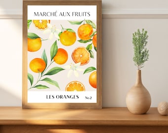 Orange Druck Fruit Market Wandkunst | Orange Vintage Poster Bild | Deko Boho Kunst | Digitaler Download | Geschenk Küche Wohnung Sie