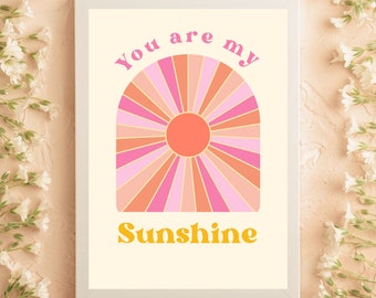 SUNSHINE - Druckbare Wand Bild Kunst - Sonne Sonnenschein Poster Karten Druck moderne bunte Kunst Wohnzimmer Kinderzimmer Home Dekor Boho