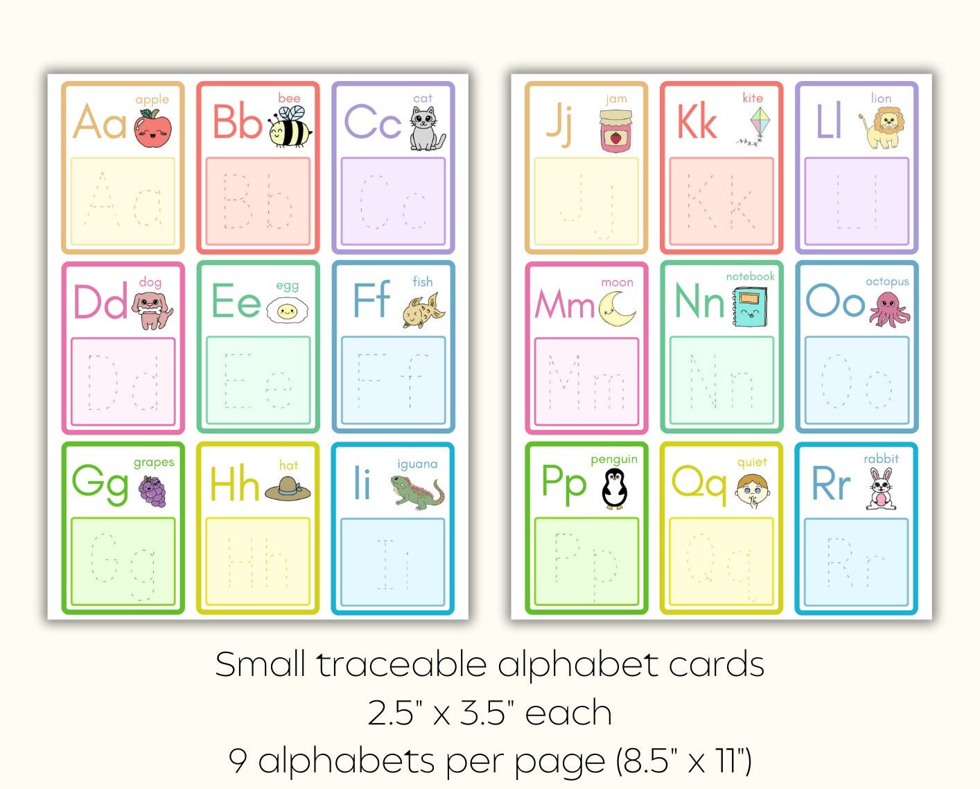 Traceable Alphabet Flash Cards Preschool Handwriting Practice