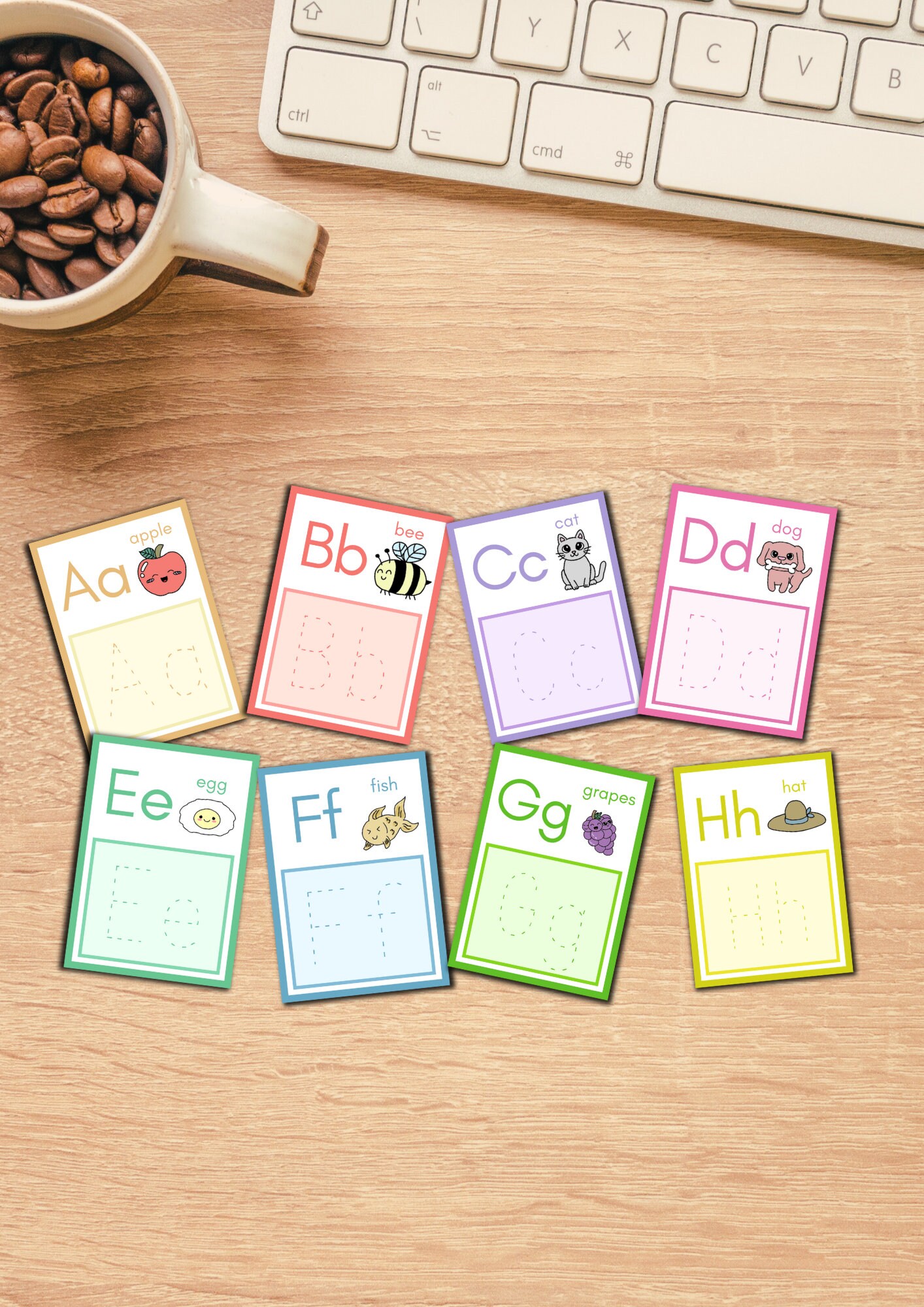 Traceable Alphabet Flash Cards Preschool Handwriting Practice