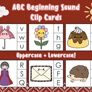Alphabet Clip Cards | A-Z Beginning Letter Sounds | Kindergarten Preschool Printable | English Early Literacy | Montessori | ABC PhonicsPreK