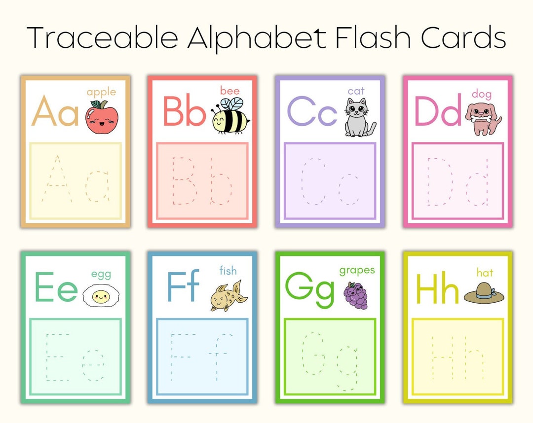 Traceable Alphabet Flash Cards Preschool Handwriting Practice
