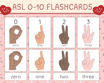 ASL Numbers 0-10 Flashcards | American Sign Language Classroom Printables | Hand Gestures for Preschool Kids | 3-Part Cards Toddler Learning