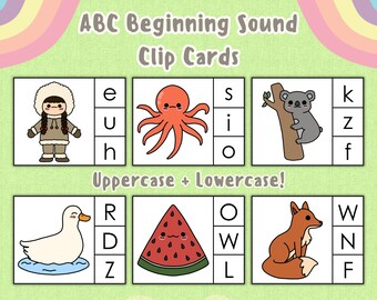 ABC Alphabet Beginning Letters Clip Cards | Peg It Flashcards | Toddler Preschool Activity | Letter Sounds | Educational Game | Phonics PDFs