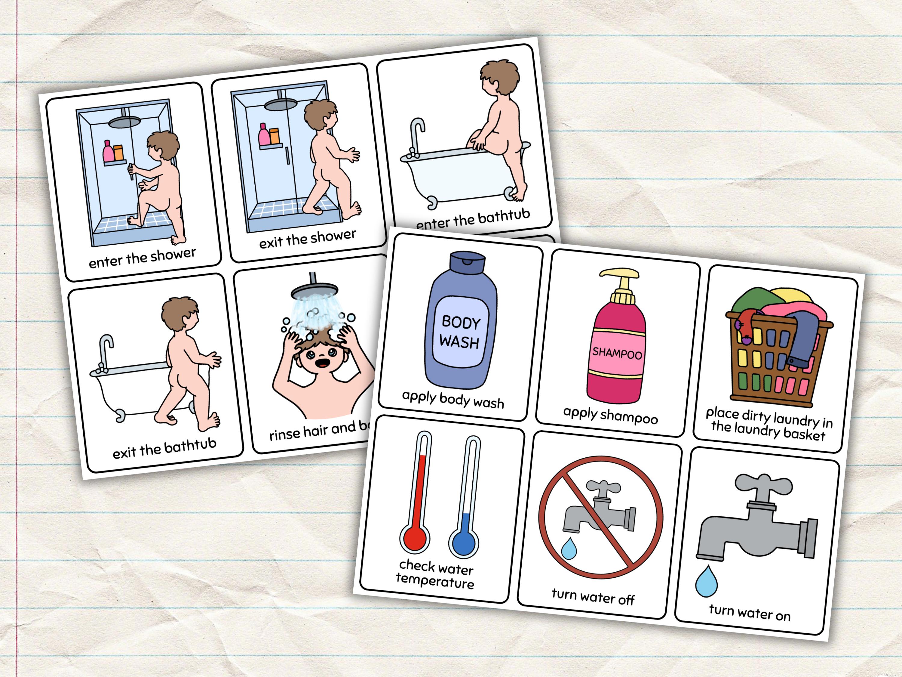 Editable Text Shower Sequence Cards for Boys | Boardmaker | Visual ...