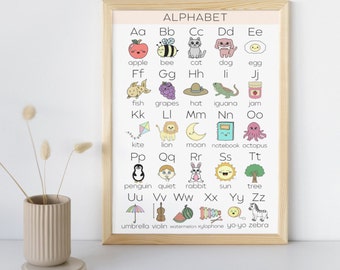 Alphabet Poster | Educational Posters | ABC Poster | Rainbow Alphabet Animal Poster | Nursery Wall Decor | Alphabet Chart | Letters | Prints