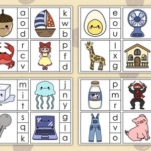 A-Z Beginning Sounds Clip Cards | Alphabet Phonics Clip Cards ...