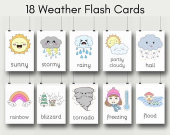 Tarjetas didácticas sobre el clima / Tarjetas didácticas Montessori / Imprimibles para educación en casa / Tarjetas didácticas para niños pequeños / Descarga instantánea / Imprimibles educativos / PreK