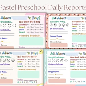 パステル幼稚園日報 | ホームスクール通知表 | 幼児日報 | 印刷可能なデイケア日報 | 幼稚園日報