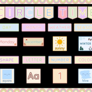 Circle-tijdbord | Voorschoolse leermuur | Focusmuur thuisonderwijs | Leren kinderdagverblijf | Klasdecoratie | Brieven | Cijfers | Dagen | Maanden