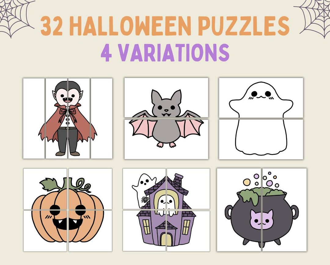 32 Halloween Puzzles | Puzzles for Toddlers | Preschool Homeschool ...