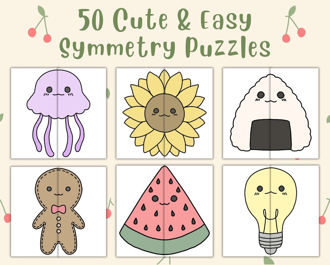 50 graziosi puzzle di simmetria facili Attività di gioco di